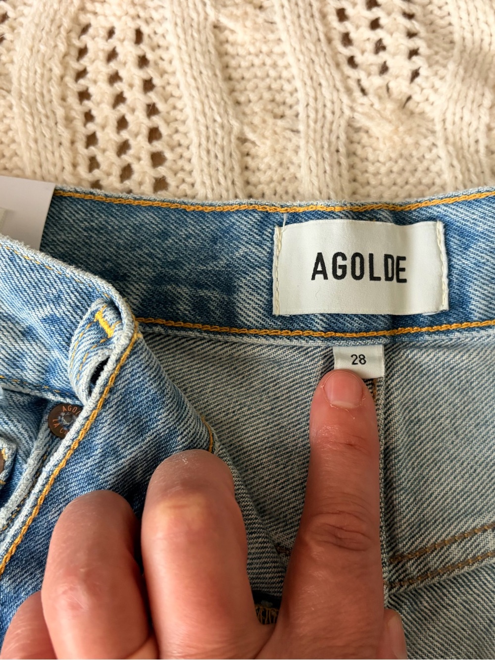 AGOLDE Light Blue Distressed Denim Cutoff Shorts - Picture 3 of 4